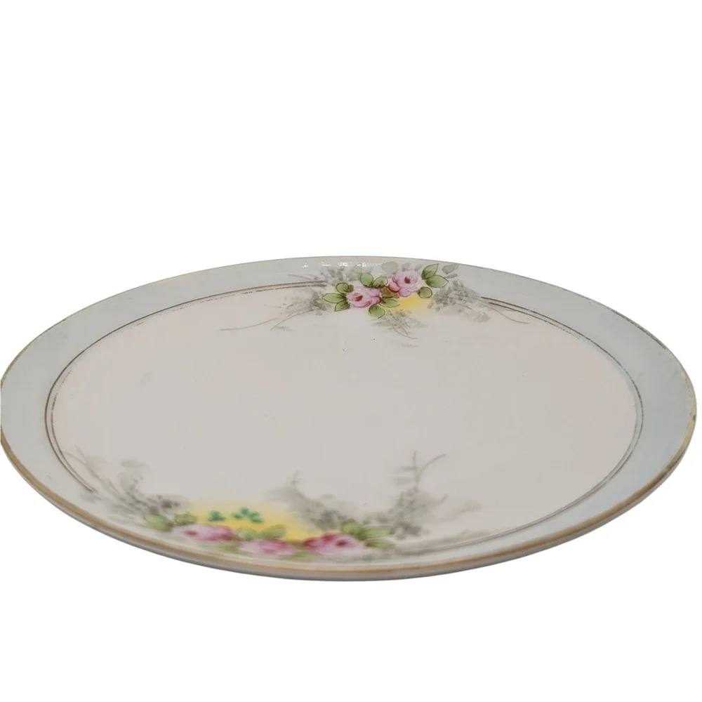 Vintage Meito China Bread Plate Bone‎ China Blue Pink Hand Painted Floral Japan